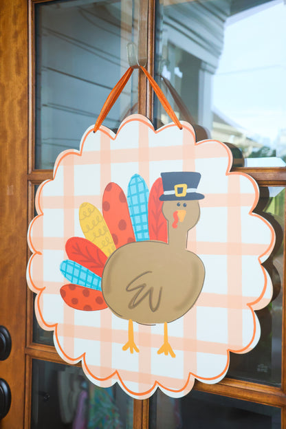 Patch the Turkey Scalloped Doorhanger