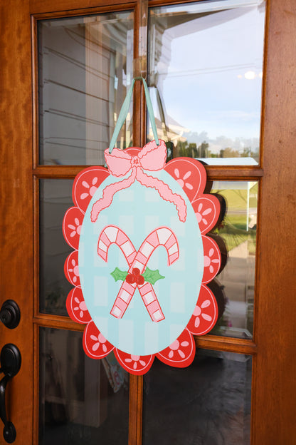 Scalloped Candy Canes Doorhanger