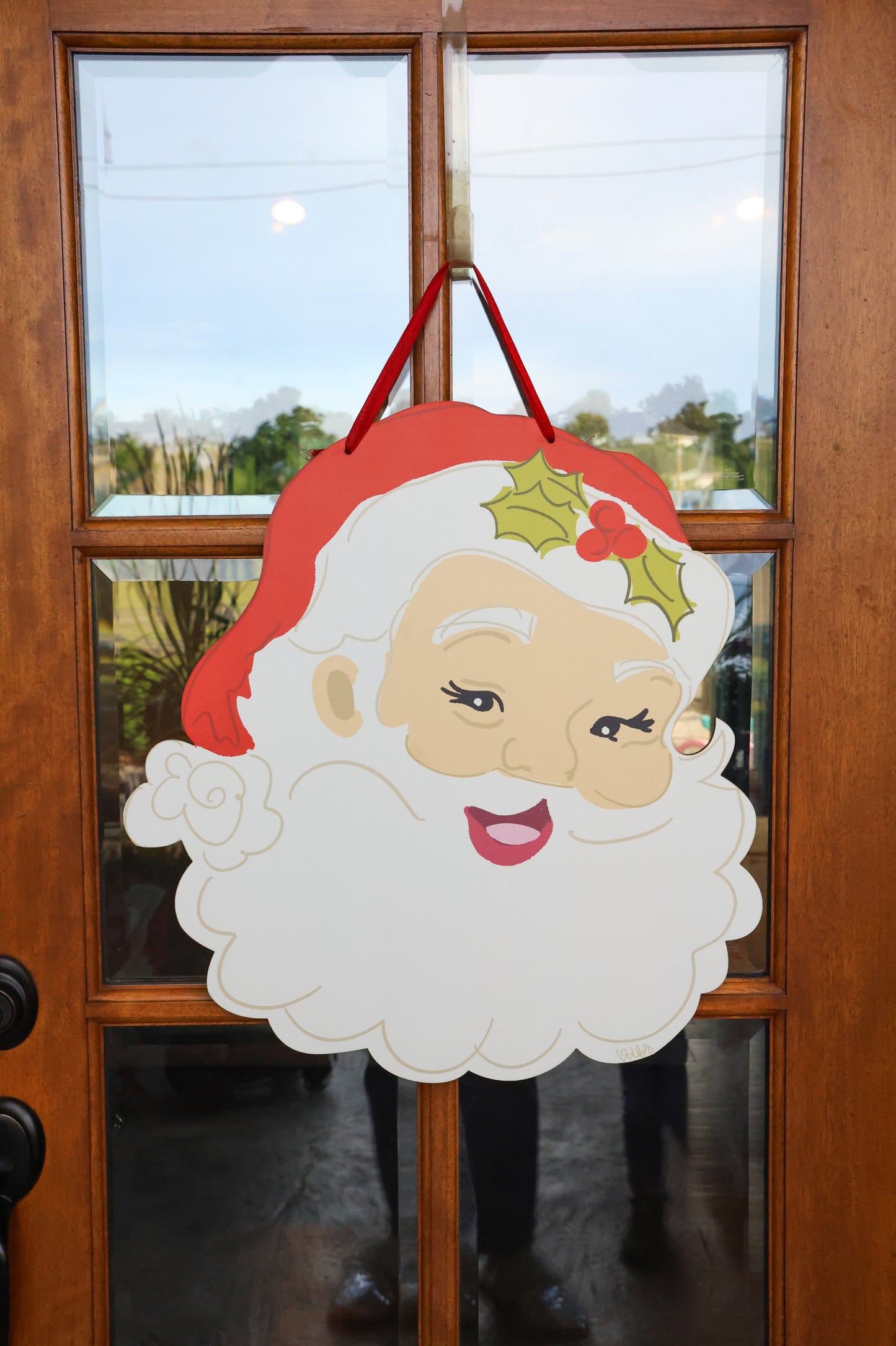 Red Jolliest Santa Doorhanger