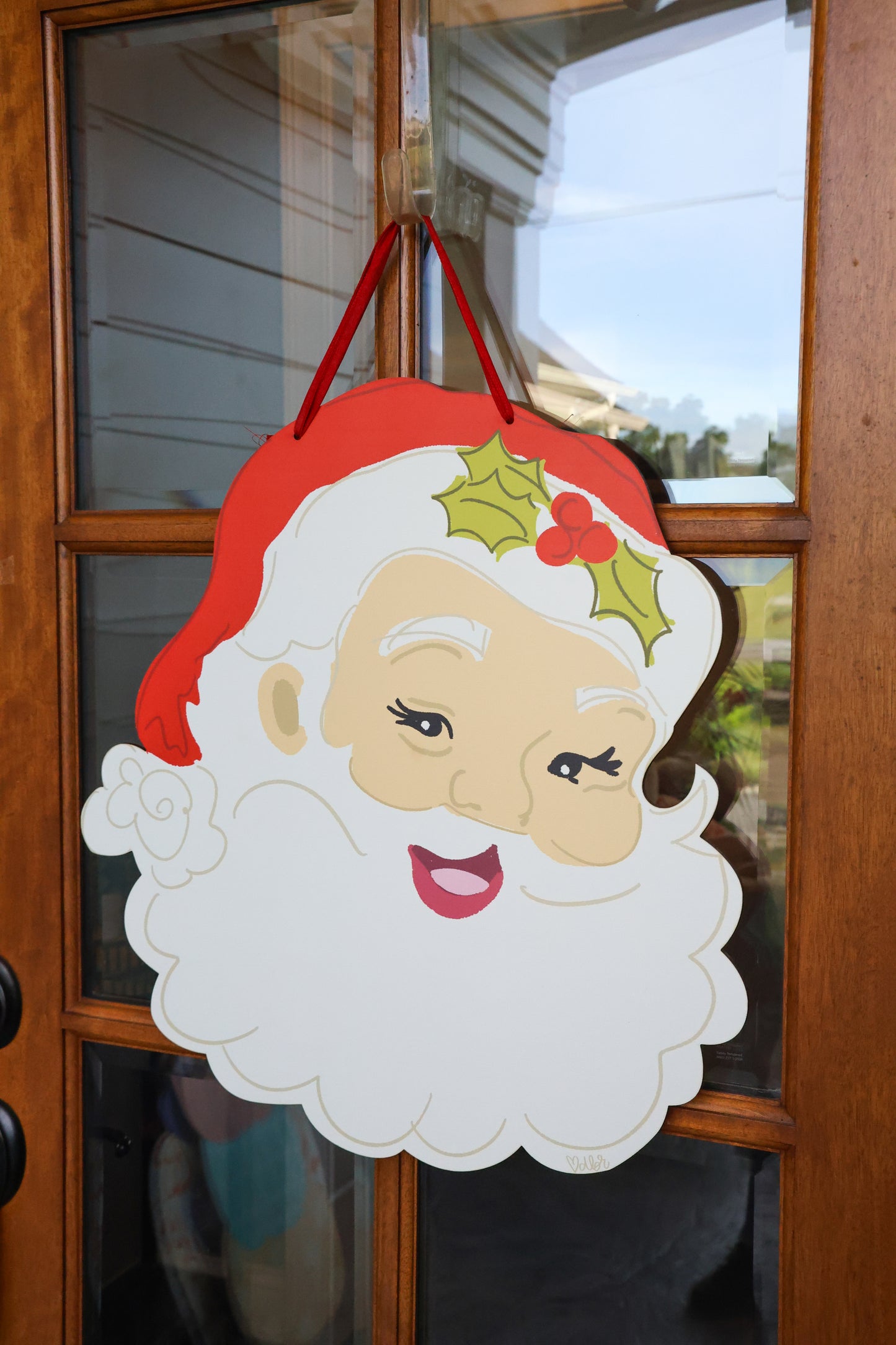 Red Jolliest Santa Doorhanger