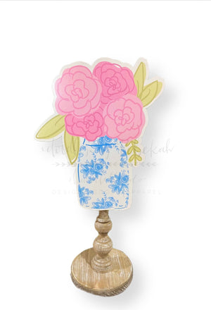 Pink Flower Bouquet Doorhanger/Topper/Attachment - Door Hanger