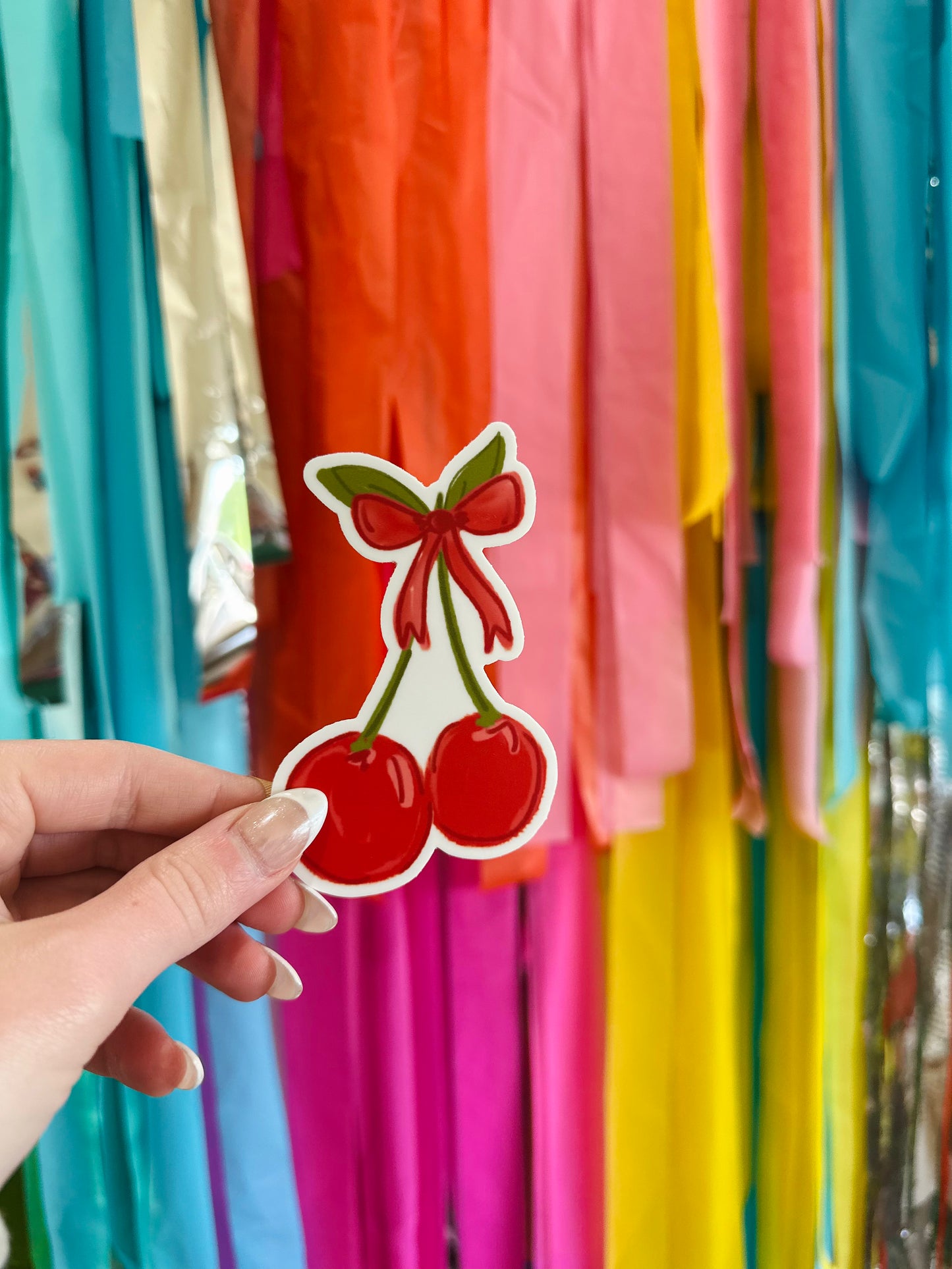 Cherries with Bow Sticker