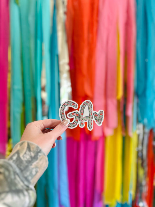 GA Georgia Floral with Heart Sticker