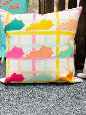 Gingham Colorful Kentucky Square Pillow