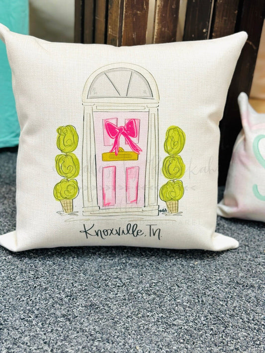 Pink Door *Custom Town* Square Pillow - Pillow