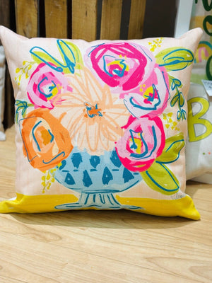 Coral Full Floral Square Pillow