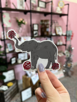 Elephant With Poms Sticker - Sticker