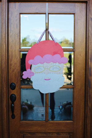 Red and Pink Santa Doorhanger - Door Hanger