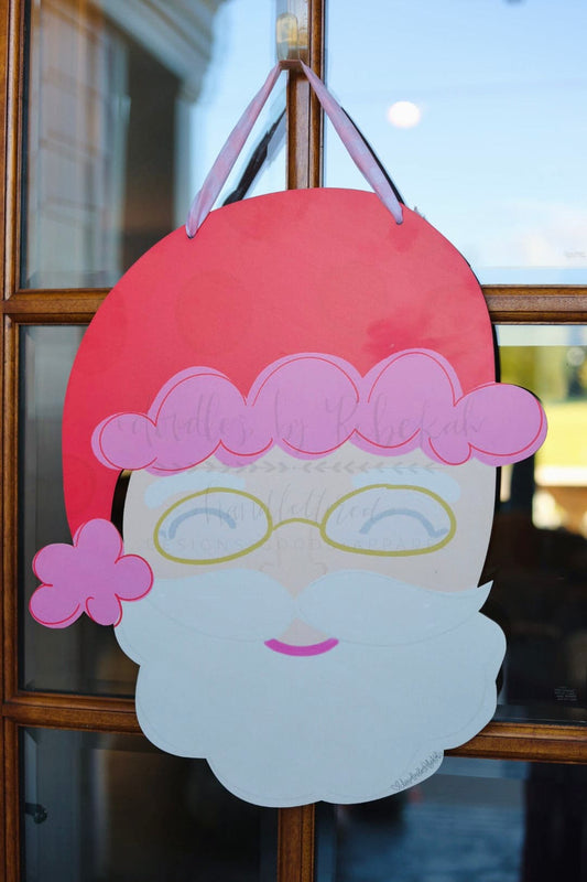 Red and Pink Santa Doorhanger - Door Hanger