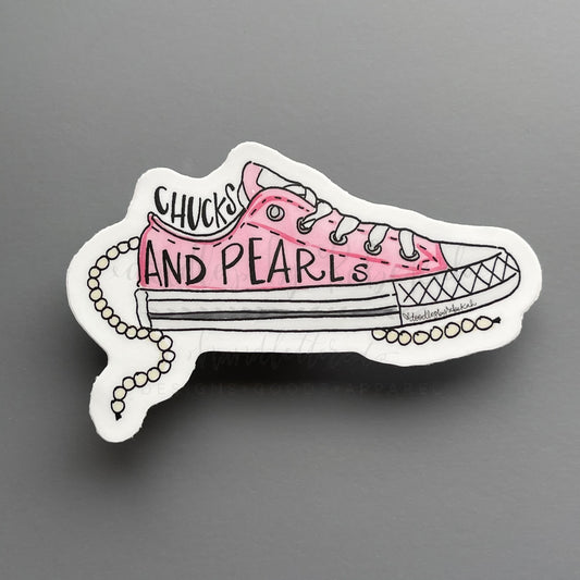 Chucks and Pearls Sticker - Sticker