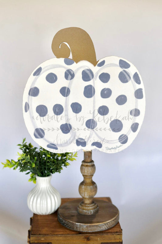 White Polka Dot Pumpkin Topper/Attachment - Topper