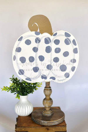 White Polka Dot Pumpkin Topper/Attachment - Door Hanger