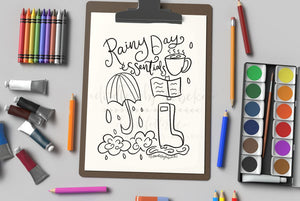 Rainy Day Coloring Pages - Downloadable