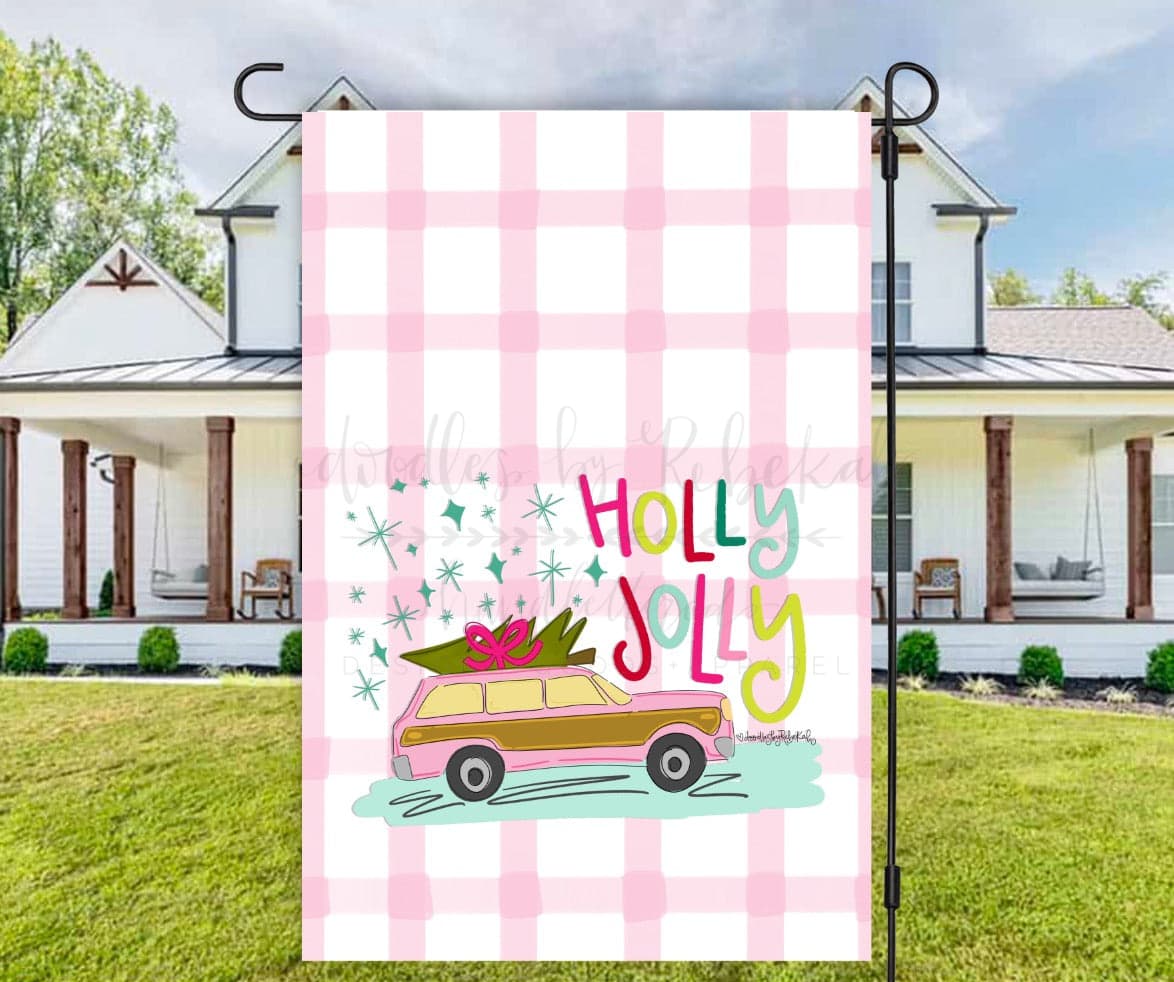 Holly Jolly Plaid Garden Flag - Garden Flag