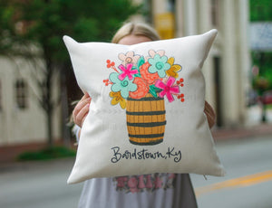 Floral Bourbon Barrel - Custom Town Square Pillow - Pillow