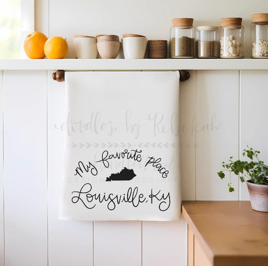 My Favorite Place Custom Town Tea Towel - Tea Towels