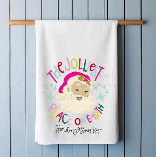 The Jolliest Place on Earth Custom Town Tea Towel - Tea Towels