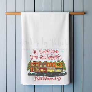 All Hearts Come Home for Christmas Custom Town Tea Towel - Tea Towels