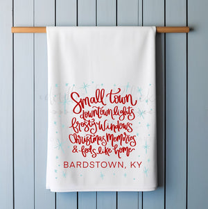 Small Town Christmas Custom Town Tea Towel - Tea Towels