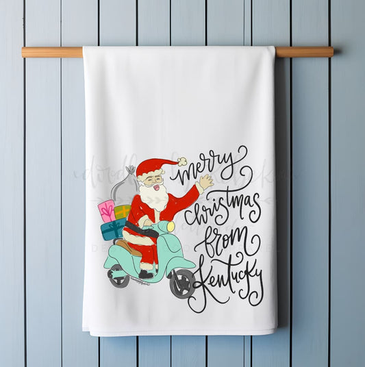 Merry Christmas From *Custom State* Tea Towel - Tea Towels