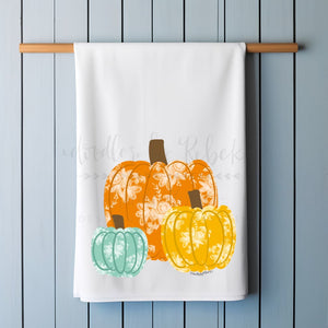 Floral Pumpkin Trio Tea Towel - Tea Towels