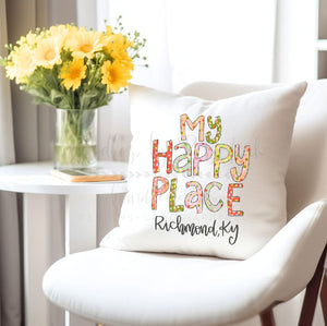 My Happy Place Confetti Custom Town Square Pillow - Pillow