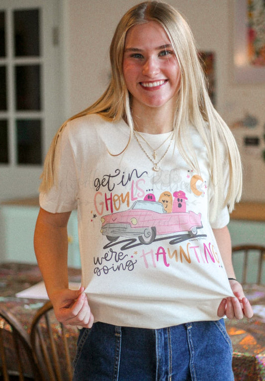 Get in Ghouls We’re Going Haunting Tee & Sweatshirt