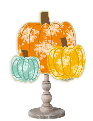 Trio White Floral Pumpkin Doorhanger/Topper/Attachment - Door Hanger