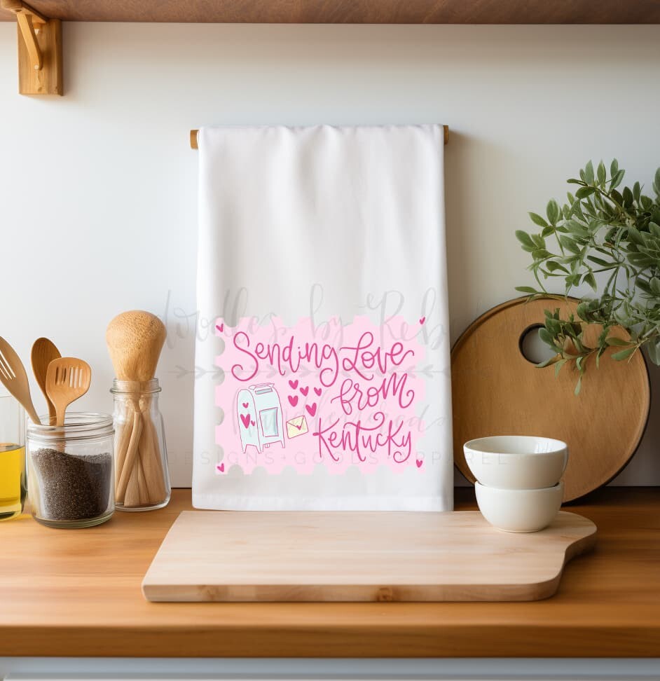 Sending Love From *Custom State* Tea Towel - Tea Towels