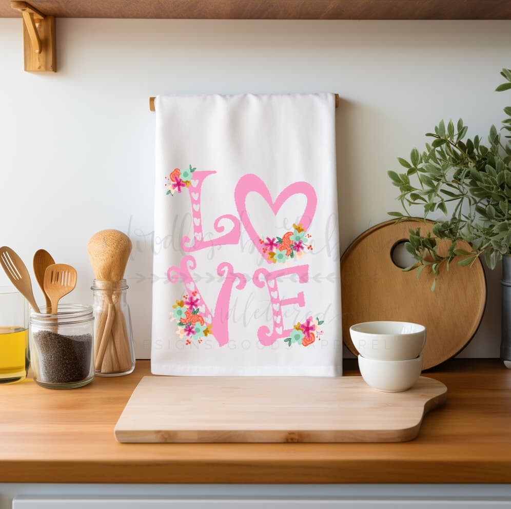 Love Floral Tea Towel - Tea Towels