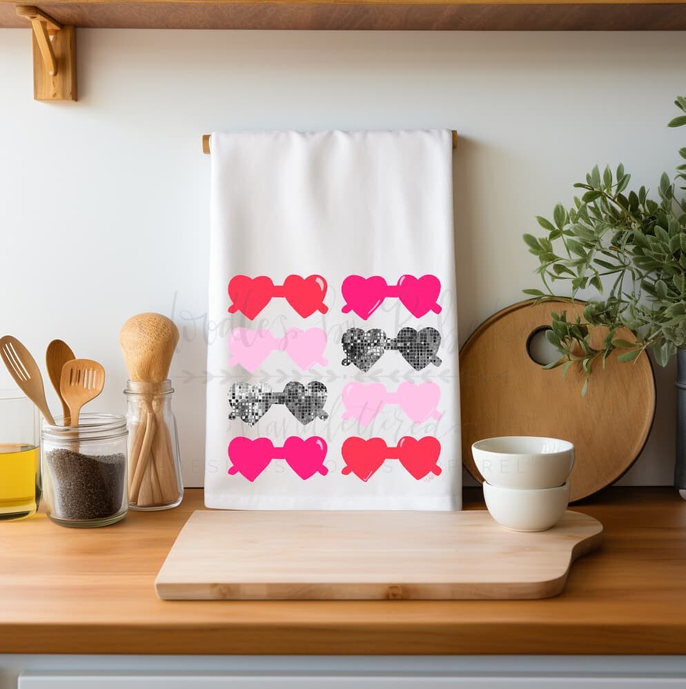 Heart Glasses Tea Towel - Tea Towels