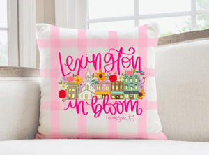*Your City name* In Bloom Custom Pink Plaid Square Pillow - Pillow