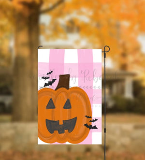 Halloween Jackolantern Gingham Garden Flag - Garden Flag