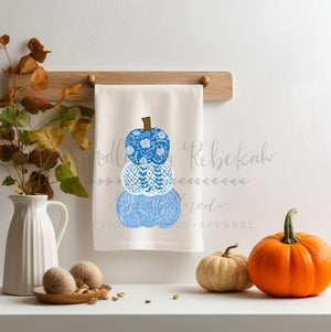 Single Chinoiserie Pumpkins Tea Towel - Tea Towels