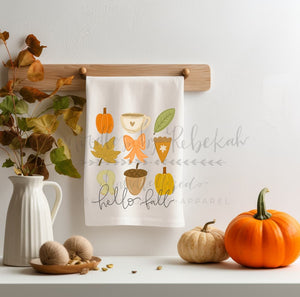 Hello Fall 9 Icons Tea Towel - Tea Towels