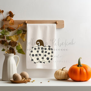 White Pumpkin Polka Dot Tea Towel - Tea Towels