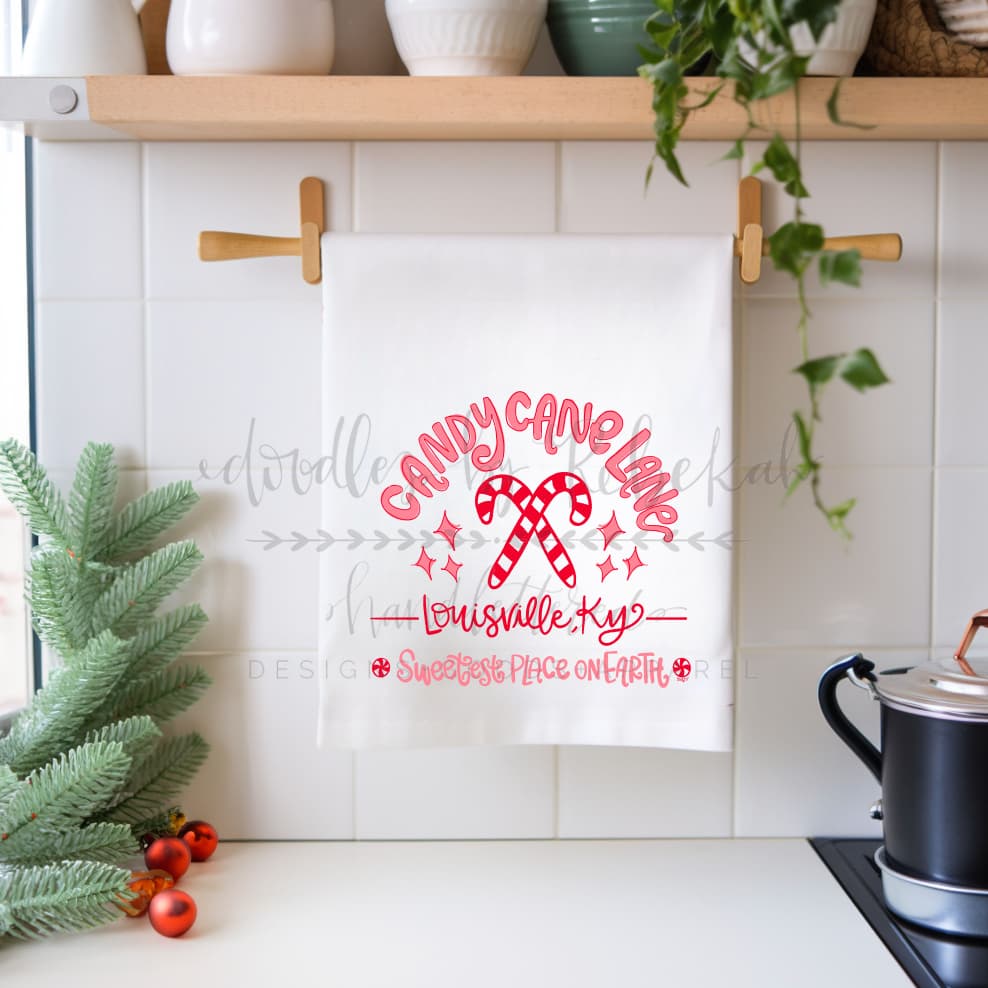 Candy Cane Lane (Custom) Tea Towel - Tea Towels