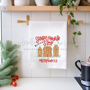 Santa’s Favorite Stop Christmas Custom Tea Towel - Tea Towels