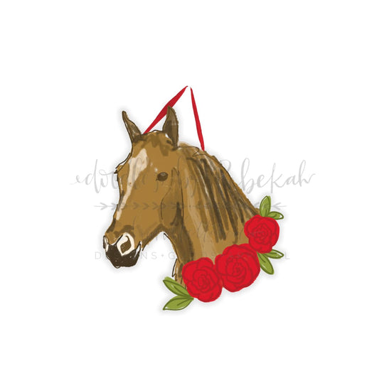 Horse with Roses Doorhanger - Door Hanger