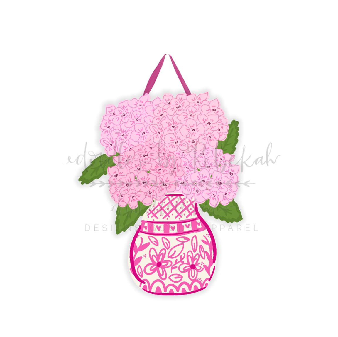 Pink hydrangea Doorhanger - Door Hanger