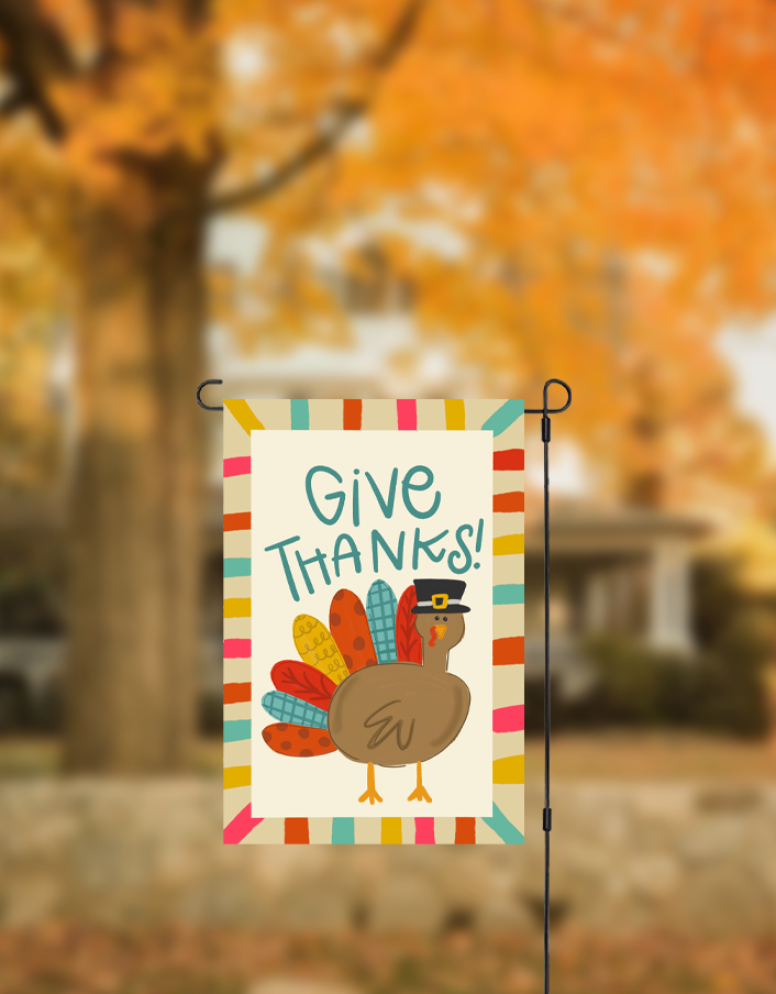 Give Thanks Patchy Garden Flag