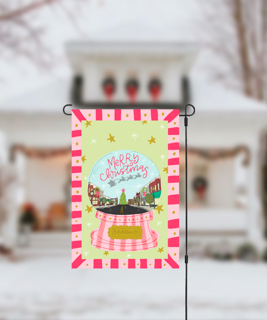 Custom Pink Snowglobe Garden Flag