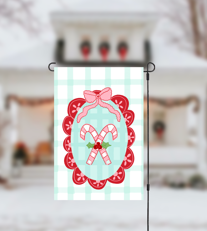Scalloped Candy Canes Garden Flag