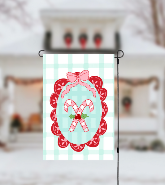Scalloped Candy Canes Garden Flag