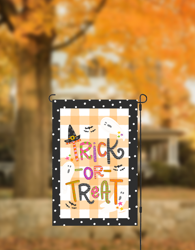 Trick or Treat with Ghosts Garden Flag