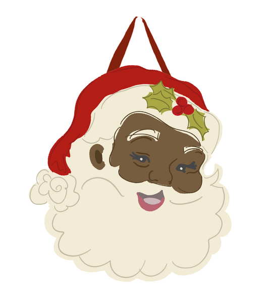 Dark Skin Tone Jolliest Santa Doorhanger