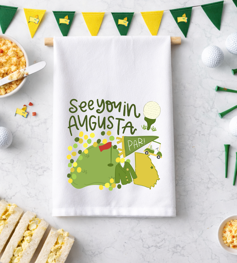 See You in Augusta Tea Towel