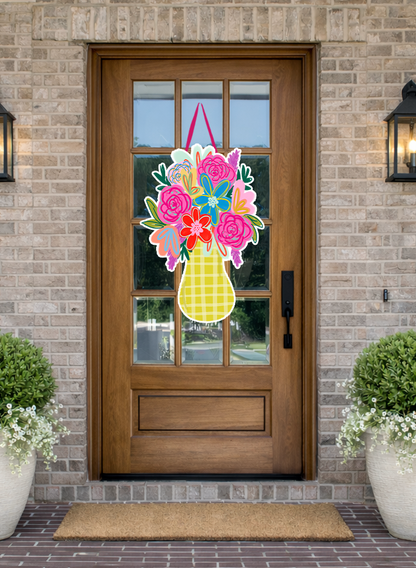 Neon Floral Vase Door Hanger- 30 Inches!