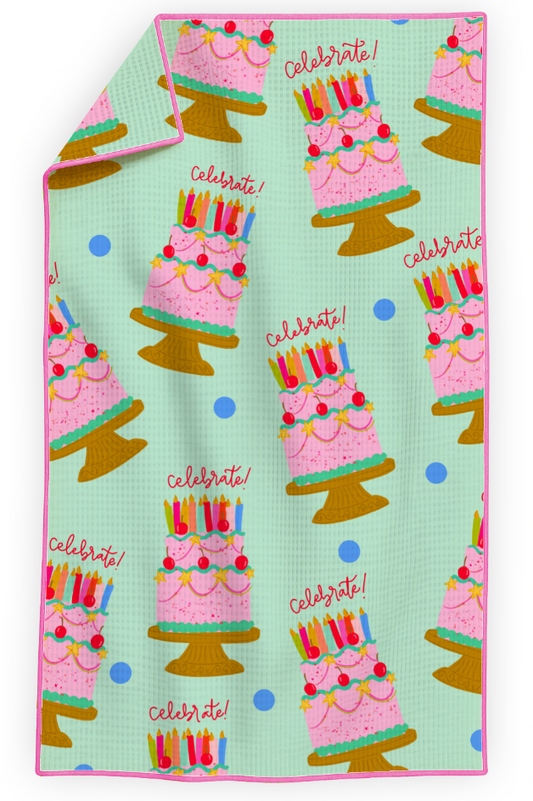 Birthday- Microfiber Waffle Weave Tea Towel