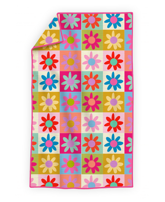 Hippie Daisy- Microfiber Waffle Weave Tea Towel